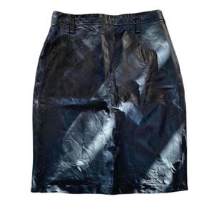 Vintage Polo Dark Blue Leather Mini Skirt